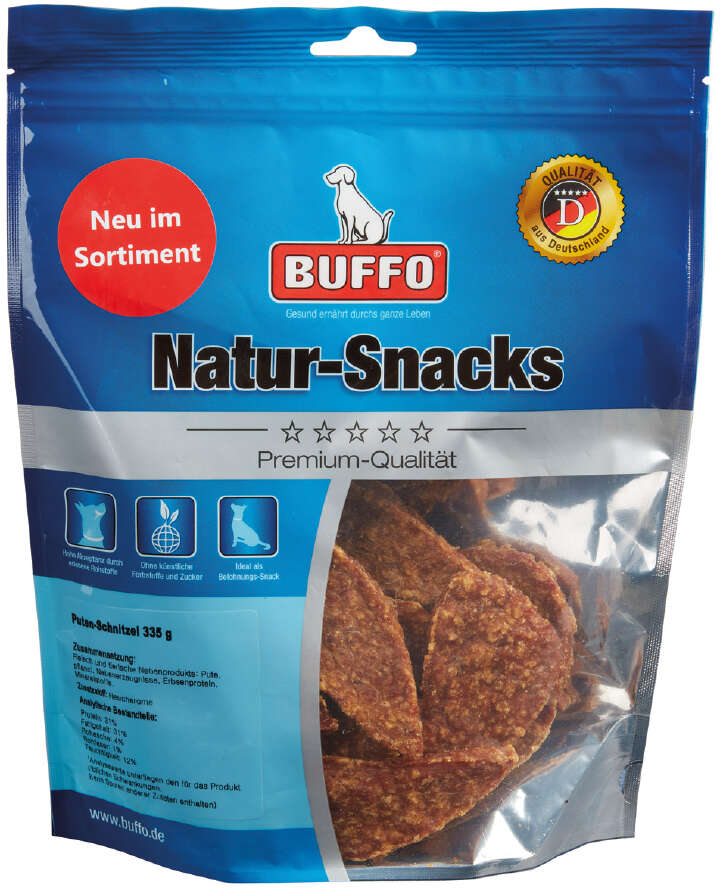 BUFFO Hundeleckerli Natur-Snacks Puten-Schnitzel